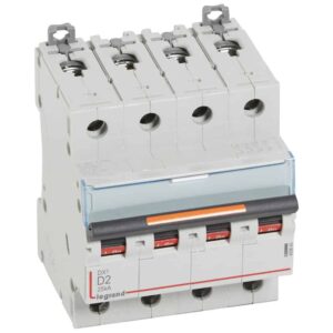 DX3 Leitungsschutzschalter D-Charakteristik, 2A, 4-polig, 25kA, 400VAC, 4TE Legrand 409843