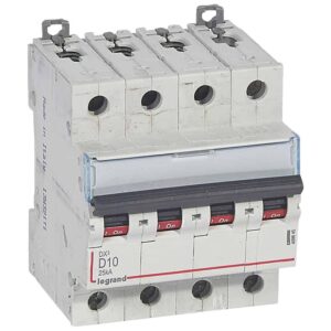 DX3 Leitungsschutzschalter D-Charakteristik, 10A, 4-polig, 25kA, 400VAC, 4TE Legrand 409845