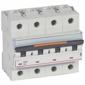 DX3 Leitungsschutzschalter D-Charakteristik, 63A, 4-polig, 25kA, 400VAC, 6TE Legrand 409852