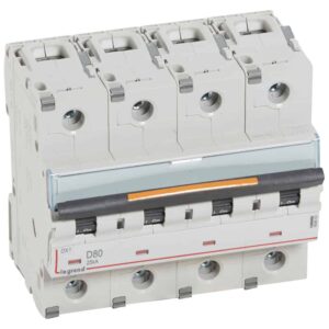 DX3 Leitungsschutzschalter D-Charakteristik, 80A, 4-polig, 25kA, 400VAC, 6TE Legrand 409853