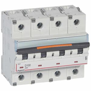 DX3 Leitungsschutzschalter D-Charakteristik, 100A, 4-polig, 25kA, 400VAC, 6TE Legrand 409854