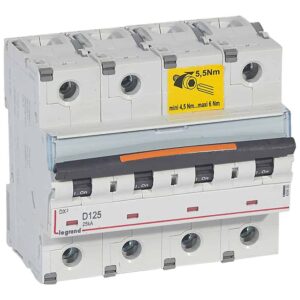 DX3 Leitungsschutzschalter D-Charakteristik, 125A, 4-polig, 25kA, 400VAC, 6TE Legrand 409855