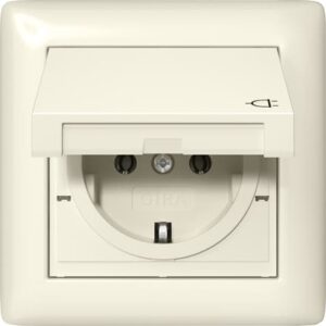 SCHUKO-Steckd. KD + Set IP44 + Rahmen 1f Standard 55 Cremeweiß Gira 415701