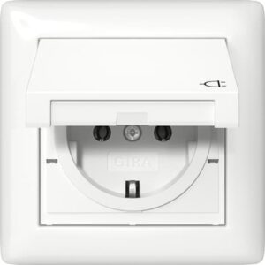SCHUKO-Steckd. KD + Set IP44 + Rahmen 1f Standard 55 Reinweiß Gira 415703