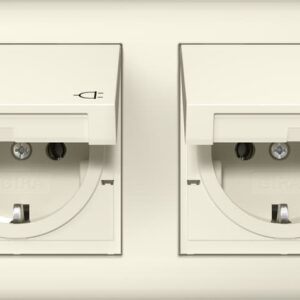 SCHUKO-Steckd. KD + Set IP44 + Rahmen 2f Standard 55 Cremeweiß Gira 415801