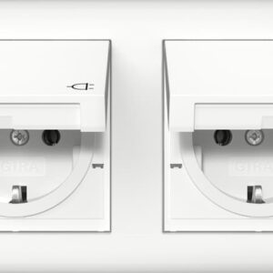 SCHUKO-Steckd. KD + Set IP44 + Rahmen 2f Standard 55 Reinweiß Gira 415803