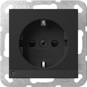 SCHUKO-Steckd. LED-Leuchte + SP System 55 Schwarz m Gira 4170005