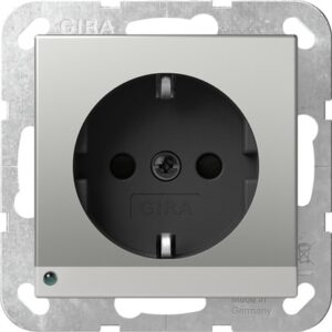 SCHUKO-Steckd. LED-Leuchte + SP System 55 Edelstahl(lack.) Gira 4170600