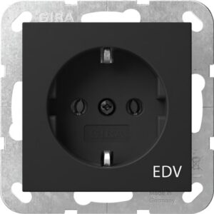 SCHUKO-Steckd. Aufdruck EDV System 55 Schwarz m Gira 4458005