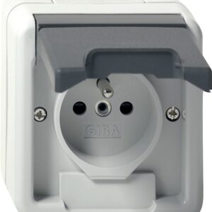 Steckd. Erdstift KD + SP WG AP Grau Gira 448530