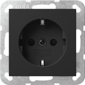 SCHUKO-Steckd. SP o.Kr. System 55 Schwarz m Gira 4755005