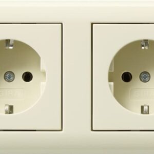 SCHUKO-Steckd. 2f verdr. + Rahmen Standard 55 Cremeweiß Gira 479301