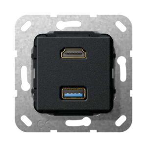 HDMI USB 3.0 A Kpl. Einsatz Schwarz m Gira 567810