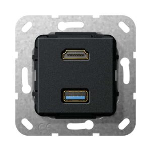 HDMI USB 3.0 A K-Peitsche Einsatz Schwarz m Gira 567910