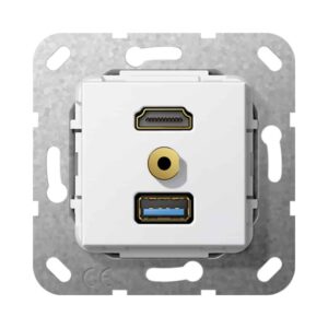 HDMI USB 3.0 A M-Klinke Kpl. K-Peitsche Einsatz Reinweiß Gira 568003