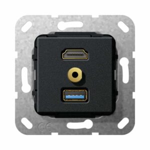 HDMI USB 3.0 A M-Klinke K-Peitsche Einsatz Schwarz m Gira 568110