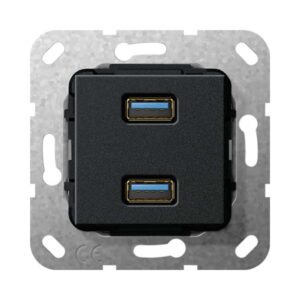 USB 3.0 A 2f Kpl. Einsatz Schwarz m Gira 568410
