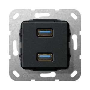 USB 3.0 A 2f K-Peitsche Einsatz Schwarz m Gira 568510