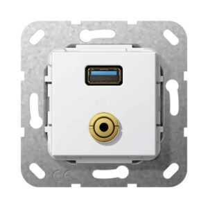 USB 3.0 A M-Klinke Kpl. K-Peitsche Einsatz Reinweiß Gira 568603