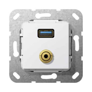 USB 3.0 A M-Klinke K-Peitsche Einsatz Reinweiß Gira 568703