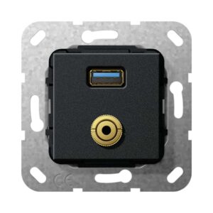 USB 3.0 A M-Klinke K-Peitsche Einsatz Schwarz m Gira 568710