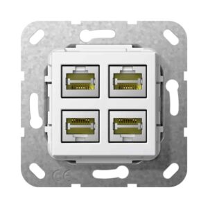 MJ RJ45 Cat.6A 10 Gbit 4f Kpl. Einsatz Reinweiß Gira 569803