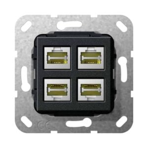 MJ RJ45 Cat.6A 10 Gbit 4f Einsatz Schwarz m Gira 569910