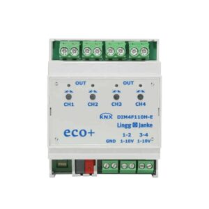 KNX eco+ 1-10V Schnittstelle 4-fach, Handbedienung, 4 TE  Schaltleistung 16A 250 VAC, C-Last 140µF DIM4F110-E 77611 Lingg Janke