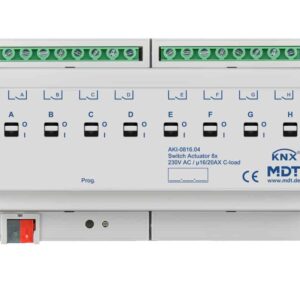 KNX Schaltaktor 8-fach, 8TE REG, 16/20 A, 230 V AC, C-Last, Industrie, 200 µF MDT AKI-0816.04