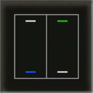 Glastaster II Light 2-fach, RGBW, mit Temperatursensor, Schwarz, Neutral, MDT BE-GTL2TS.01