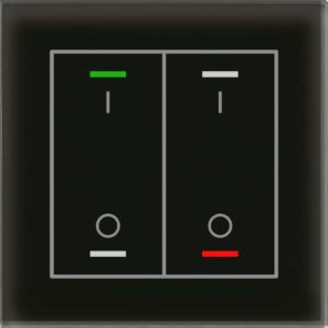 Glastaster II Light 2-fach, RGBW, mit Temperatursensor, Schwarz, Schalten, MDT BE-GTL2TS.B1