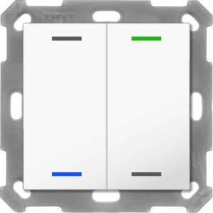 KNX Taster Light 55 2-fach, RGBW, Temperatursensor, Reinweiß glänzend, Neutral MDT BE-TAL55T2.01