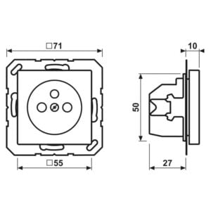 Steckdose französisch/belgisches System, 16 A 250 V ~, ohne Krallen, integrierter erhöhter Berührungsschutz, SAFETY+, Serie A, aluminium, Jung A1520FKIAL