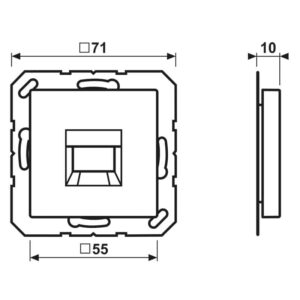 Abdeckung (gerastet) für Modular-Jack-Steckbuchsen 1fach, UMA-CAT6A, RADIALL, Panduit, Assmann, Thermoplast lackiert, Serie A, aluminium, Jung A1569-1WEAL