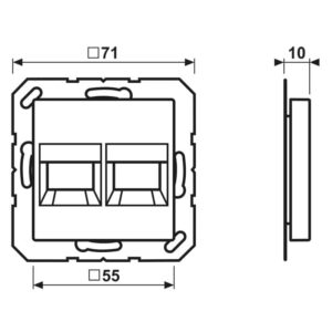 Abdeckung (gerastet) für Modular-Jack-Steckbuchsen 2fach, EMT, AMP, MTRJ, Thermoplast, Serie AS, weiß, Jung A1569-25WE