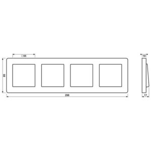 Rahmen 4fach, senkrechte und waagerechte Montage, Thermoplast, A FLOW, schwarz, Jung AF584BFSW