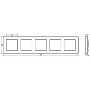 Rahmen 5fach, senkrechte und waagerechte Montage, Thermoplast lackiert, A FLOW, graphitschwarz matt, Jung AF585BFSWM