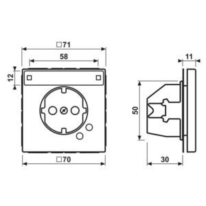 SCHUKO Steckdose, 16 A 250 V ~, Schraubklemmen, mit Funktionsanzeige, mit Überspannungsschutz, mit Schriftfeld, Serie LS, Aluminium, Jung AL2521NAUF