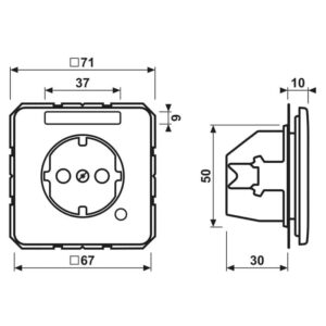 SCHUKO Steckdose, 16 A 250 V ~, ohne Krallen, mit Funktionsanzeige, mit Schriftfeld, integrierter erhöhter Berührungsschutz, SAFETY+, Thermoplast, Ser, Jung CD1520BFNAKOGN