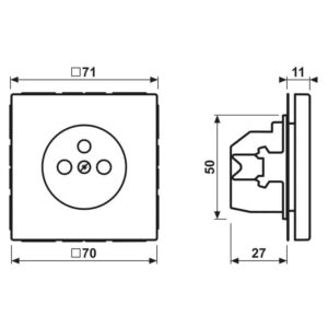 Steckdose französisch/belgisches System, 16 A 250 V ~, ohne Krallen, integrierter erhöhter Berührungsschutz, SAFETY+, Messing, Serie LS, Messing antik, Jung ME1520FKIAT