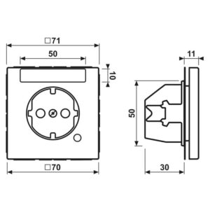 SCHUKO Steckdose, 16 A 250 V ~, mit Funktionsanzeige, mit Schriftfeld, integrierter erhöhter Berührungsschutz, SAFETY+, Thermoplast, Serie LS, alpinwe, Jung LS1520INAKOWW