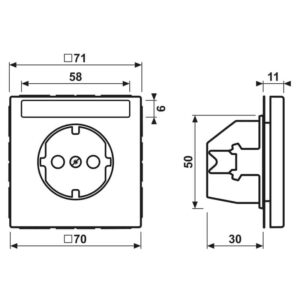 SCHUKO Steckdose, 16 A 250 V ~, mit Schriftfeld, integrierter erhöhter Berührungsschutz, SAFETY+, Duroplast, Serie LS, schwarz, Jung LS1520KINASW