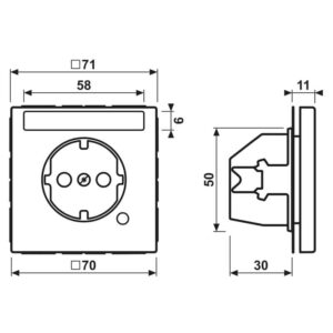 SCHUKO Steckdose, 16 A 250 V ~, ohne Krallen, mit Funktionsanzeige, mit Schriftfeld, integrierter erhöhter Berührungsschutz, SAFETY+, Thermoplast, Ser, Jung LS1520BFNAKOO