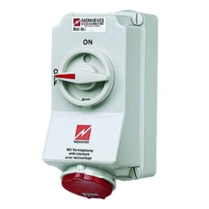 Wanddose DUO,32A7p6h400V,IP44, Mennekes 7305
