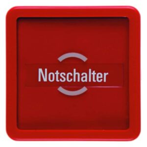 Zentralstück mit Glasscheibe, Wippe und Klebe-Schriftfolien wg Up IP44 rot, glän, Berker 1295