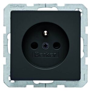 Steckdose mit Schutzkontaktstift Berker Q.1/Q.3 anthrazit, samt, Berker 6765766086