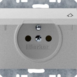 Steckdose mit Schutzkontaktstift und Klappdeckel Berker K.5 Alu, Berker 6765777103