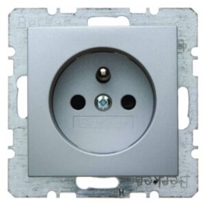 Steckdose mit Schutzkontaktstift Berker B.7 alu, matt, Berker 6768761404