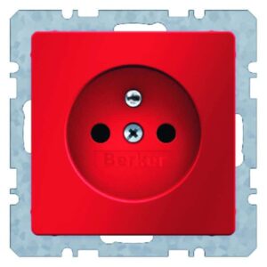 Steckdose mit Schutzkontaktstift Berker Q.1/Q.3 rot, samt, Berker 6768766012