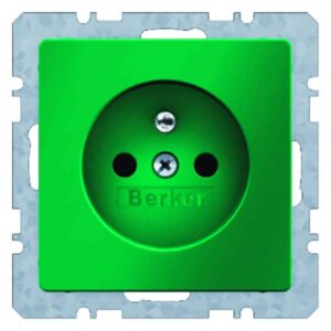 Steckdose mit Schutzkontaktstift Berker Q.1/Q.3 grün, samt, Berker 6768766013